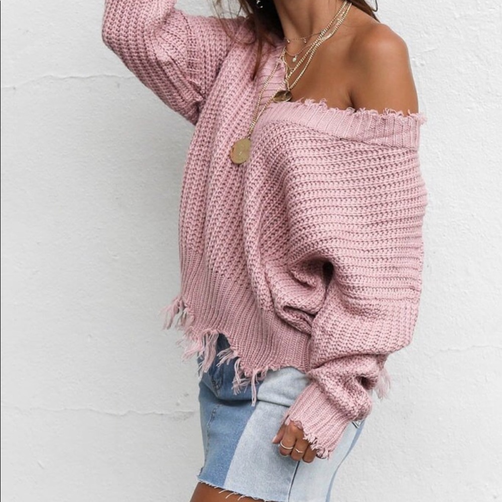 DISTRESSED V NECK SWEATER RESTOCK - Picture 4 of 6